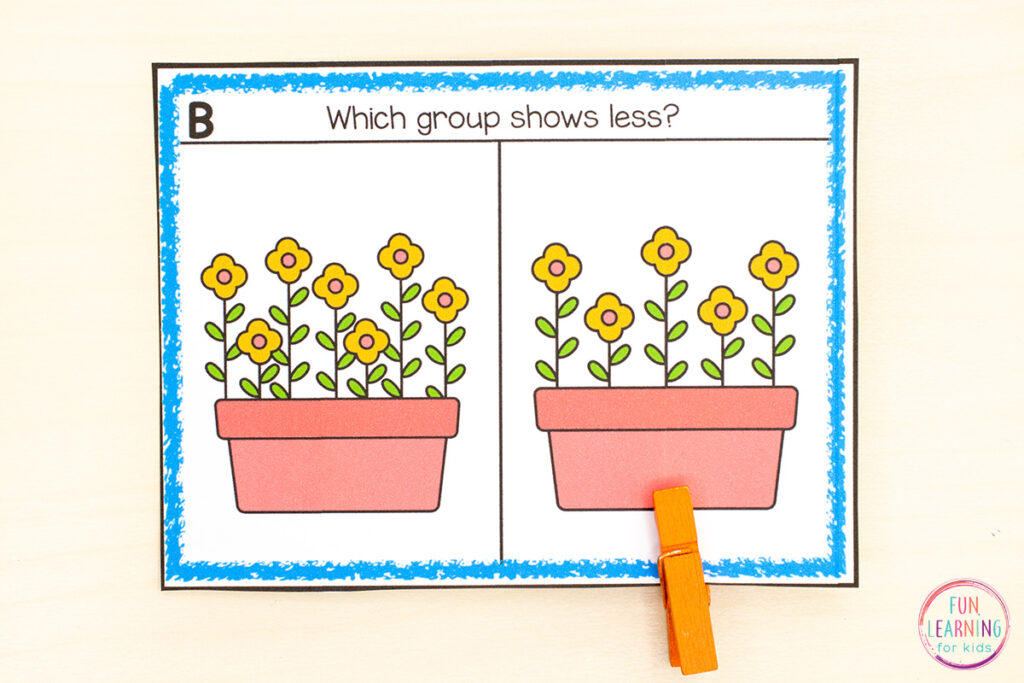 Free printable spring math activity for your flower theme math centers.