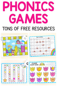 Phonics games for kids who are learning to read in kindergarten and first grade.
