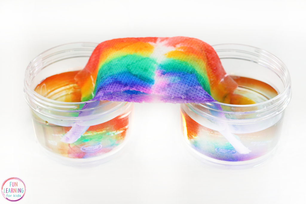 Grow a rainbow science experiment for kids.