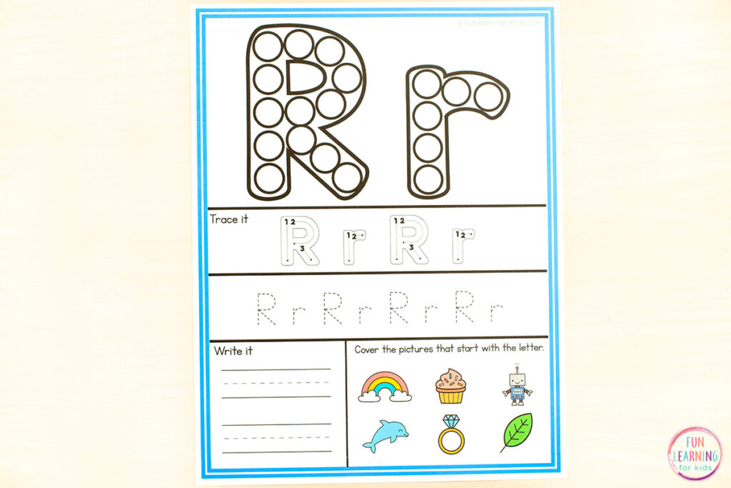 Free printable alphabet mats for kids to learn letters and letter sounds.
