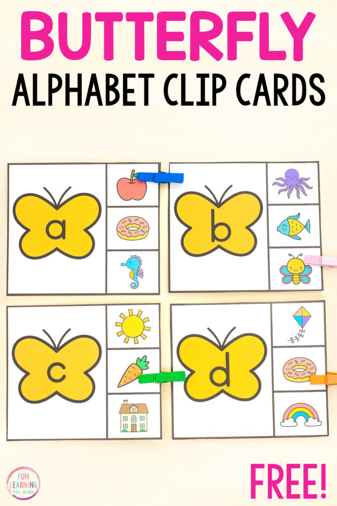 Free printable butterfly alphabet activity for learning letters and letter sounds this spring.