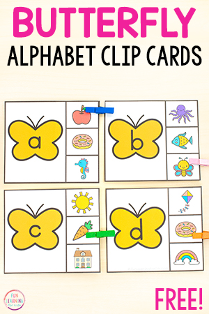 Butterfly Beginning Sounds Alphabet Clip Cards Free Printable