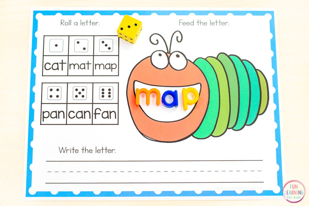 Editable word work activity mats for learning to read, spell and write words and learn phonics skills.