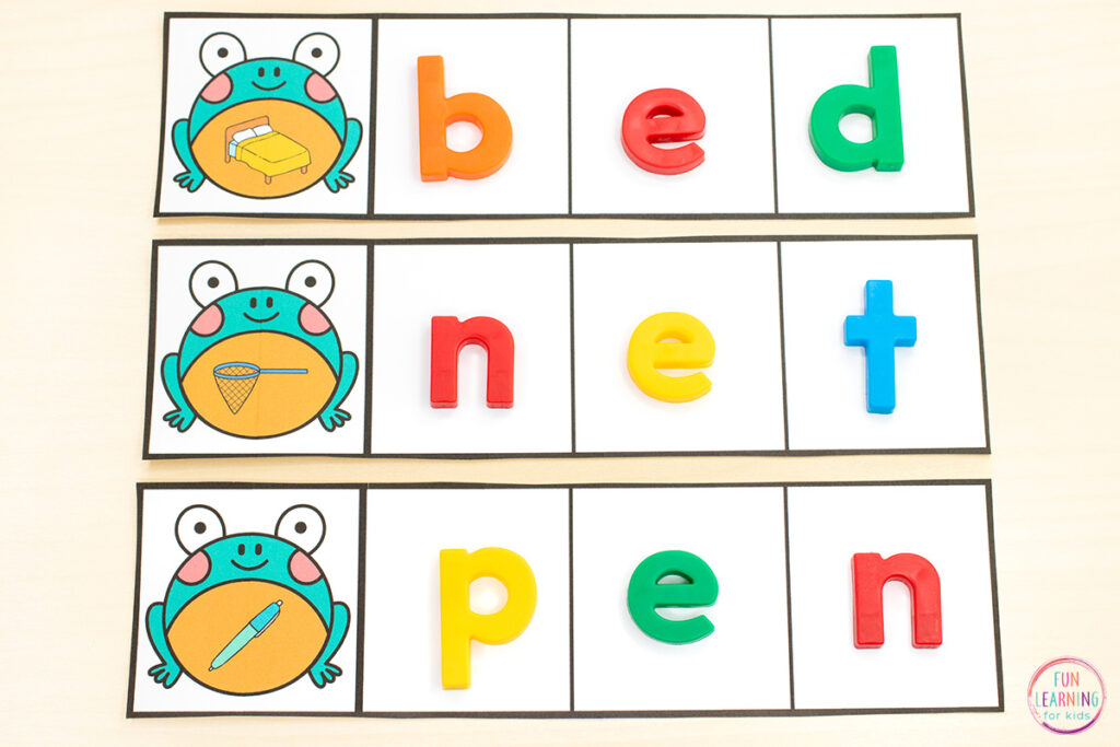 A fun CVC word work activity for kids to use this spring!