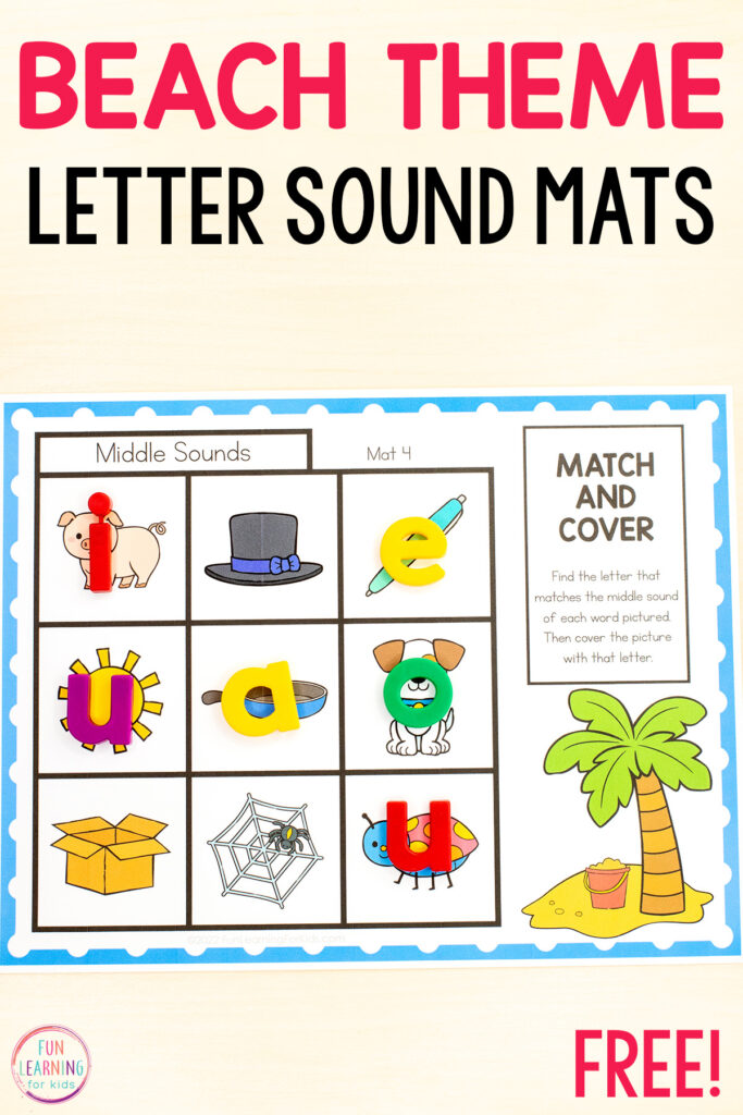 Summer theme letter sound isolation phonics activity for phonics lessons in kindergarten and first grade. Great for Science of Reading instruction.