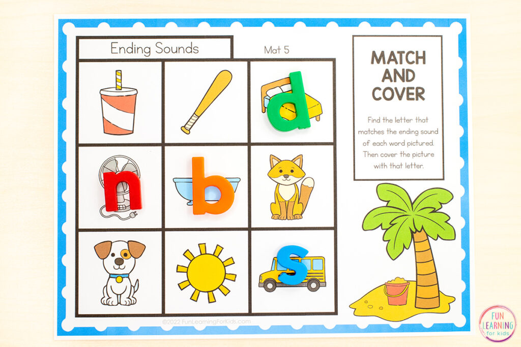 A free printable letter sound isolation phonics activity for kids in kindergarten and first grade.