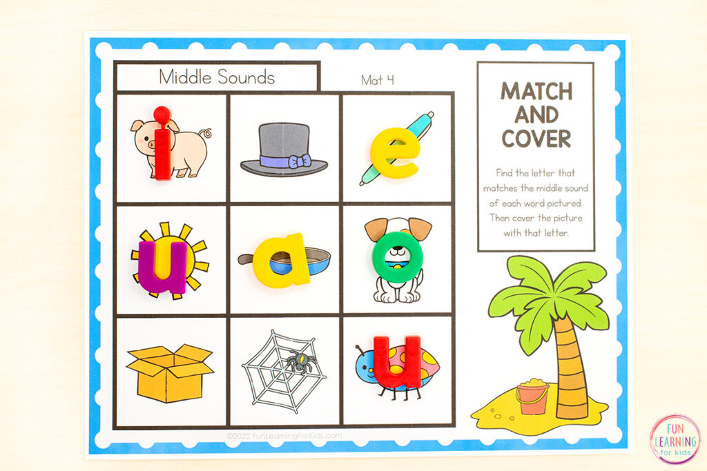 A free printable letter sound isolation phonemic awareness activity for kids.