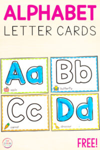 Alphabet play dough cards for kids to learn letters in preschool and kindergarten.