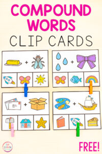 Free printable compound words phonological awareness activity for kids.