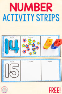 Number sense activity strips for kids to build number sense and learn numbers in preschool, pre-k and kindergarten.