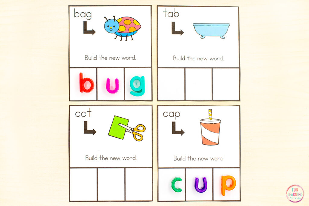 Free printable phonics activity for kids who are learning to read.