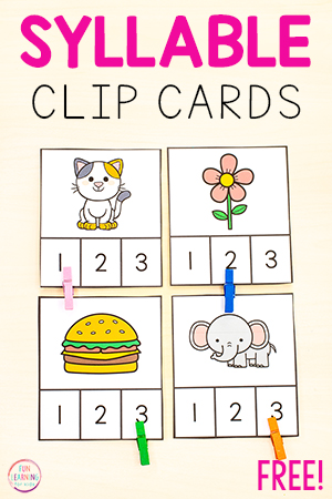 Syllable Counting Clip Cards Free Printable