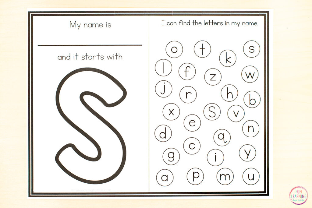 A free name worksheet for kids to learn their name and the letters in their name in a fun, hands-on way.