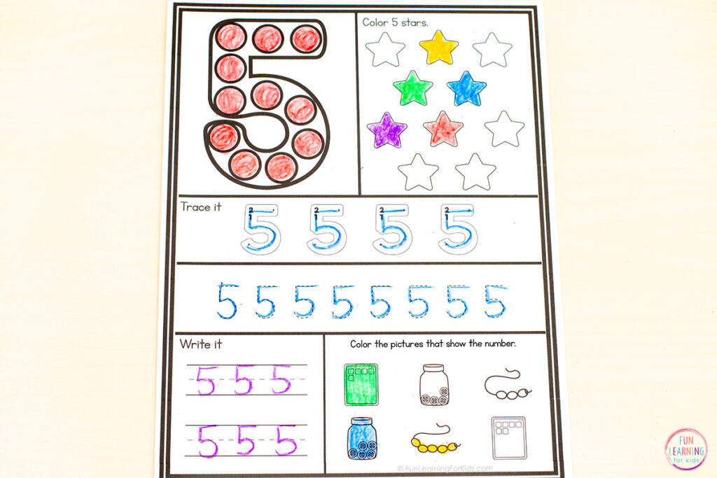 Numbers 0-20 worksheets for building number sense in preschool, pre-k and kindergarten.