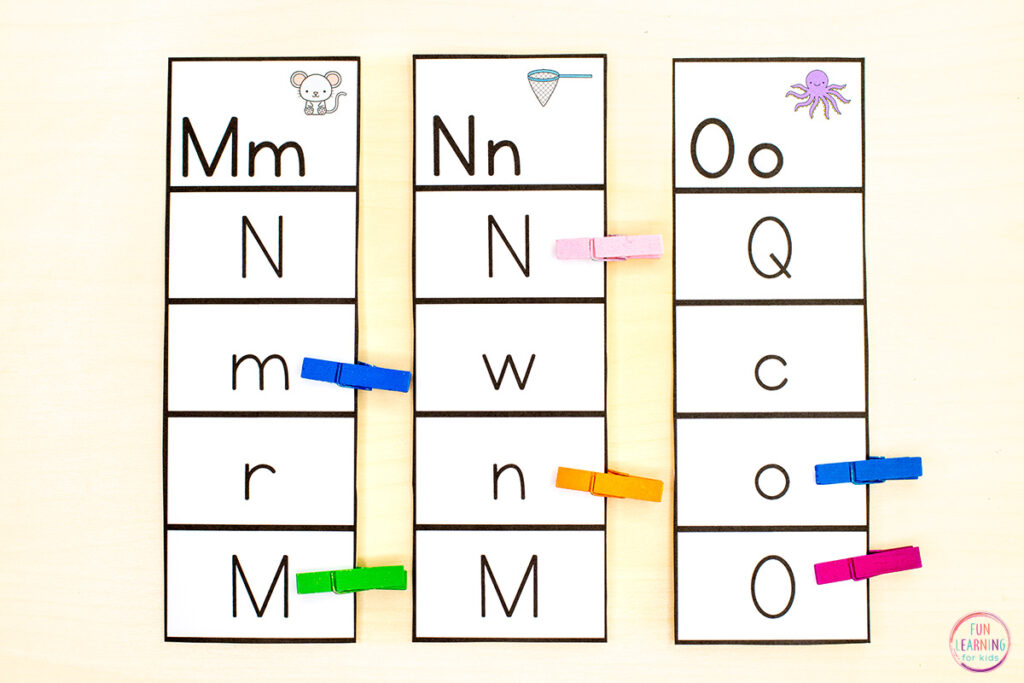 Alphabet letter recognition clip cards alphabet activity for learning letters.