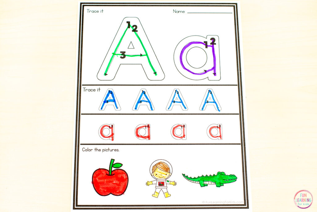 Letter formation worksheets for kids in preschool, pre-k and kindergarten.