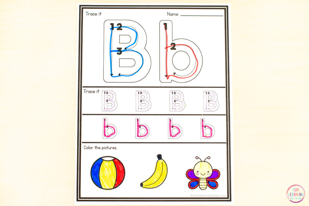 Letter formation worksheets for practice with letter tracing and letter recognition.