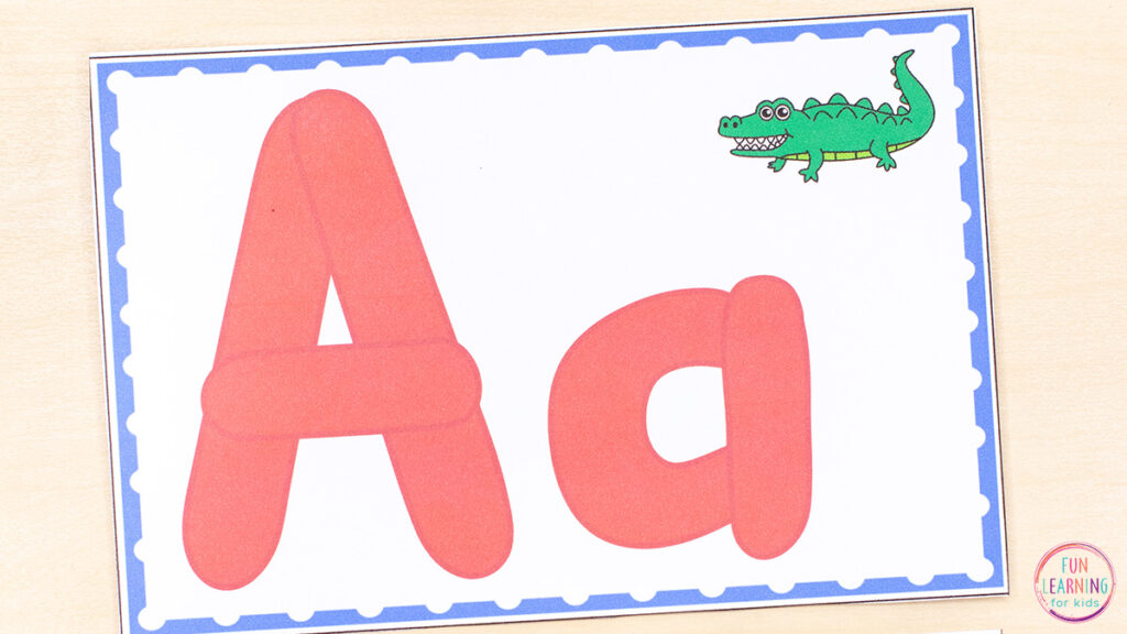 Alphabet play dough mats for learning letter recognition in preschool, pre-k and kindergarten.