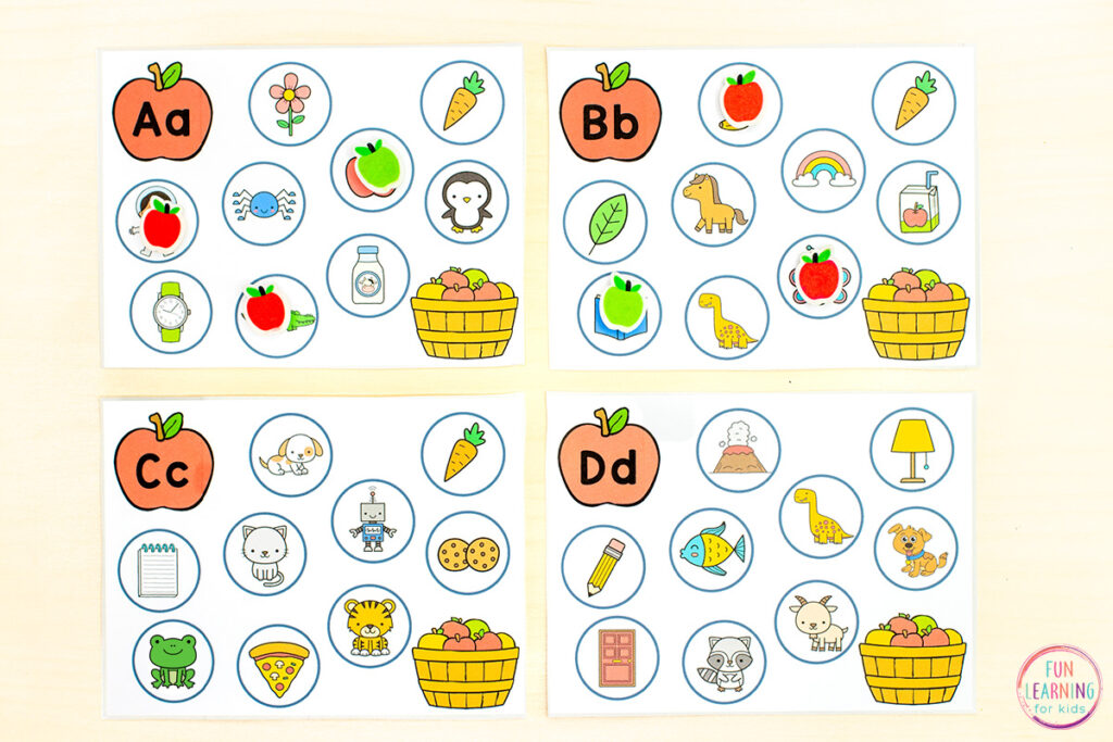 Apple theme letter sound alphabet activity.