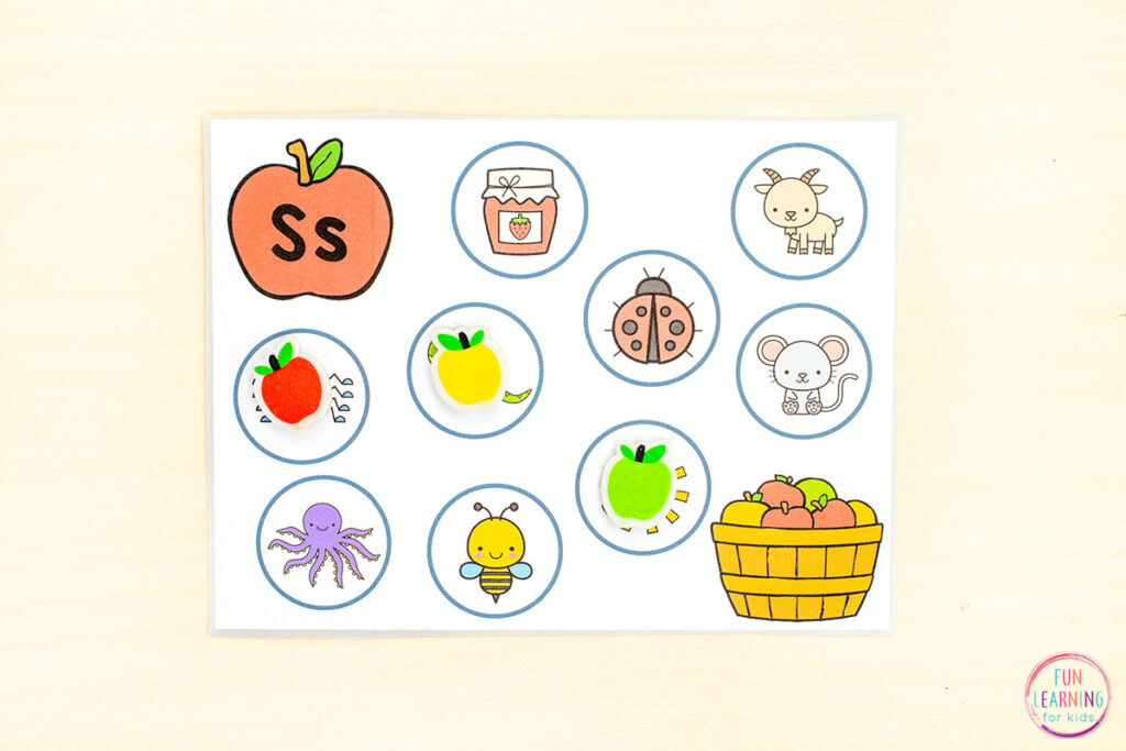 Beginning sounds find and cover task cards.