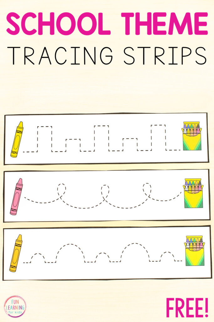 Pre-writing tracing strips for fine motor development in preschool, pre-k and kindergarten.