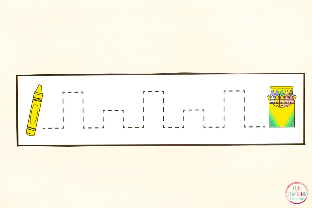 Use these fine motor tracing strips to give kids lots of pre-writing practice.