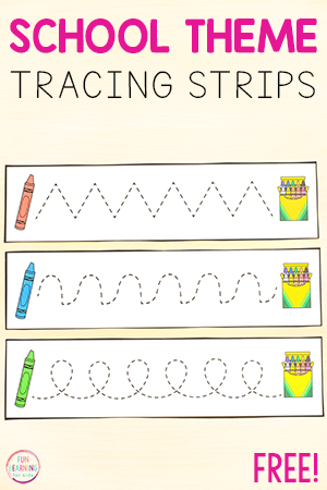 School Theme Tracing Strips for Pre-Writing Practice
