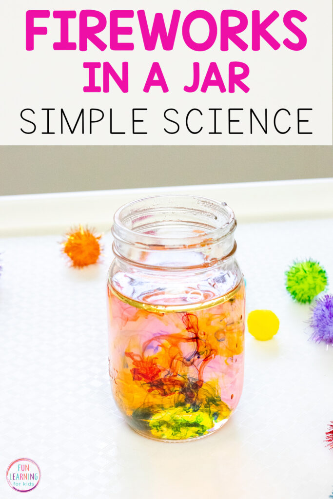 This fun fireworks in a jar science experiment is great for kids!
