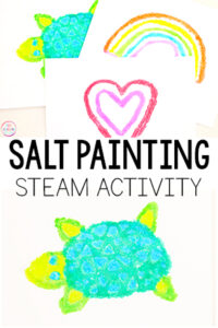 Salt painting STEAM art activity that combines science and art for kids.
