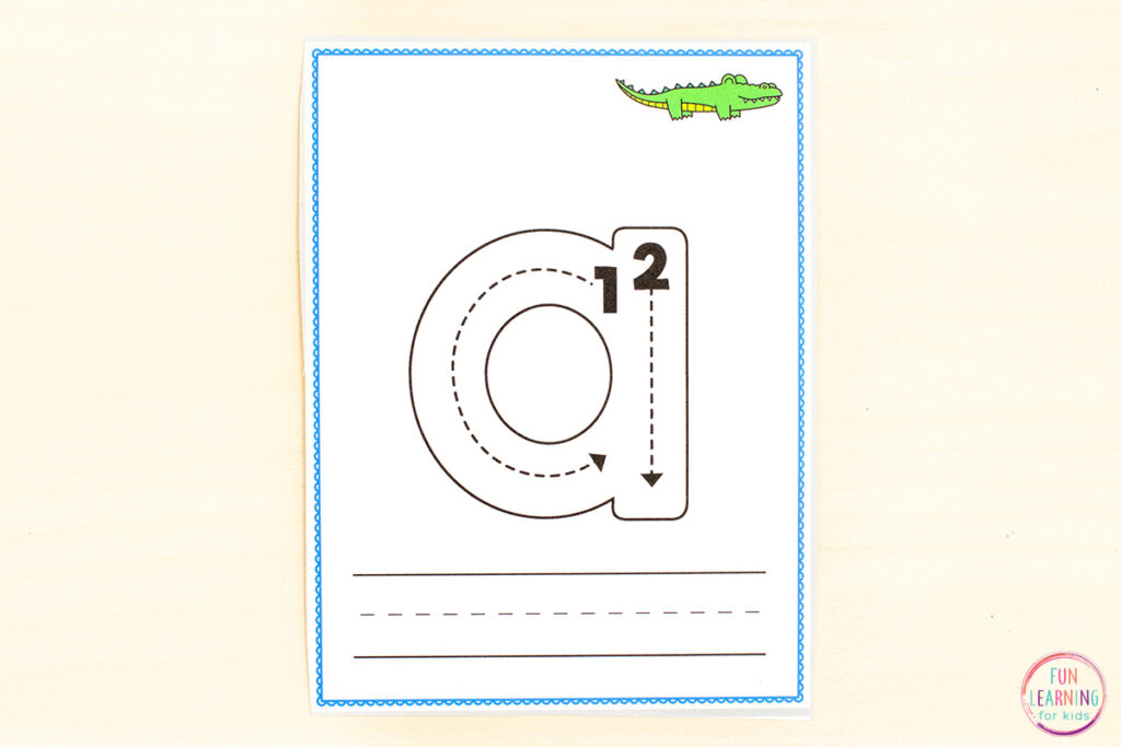 Letter tracing cards for handwriting practice.
