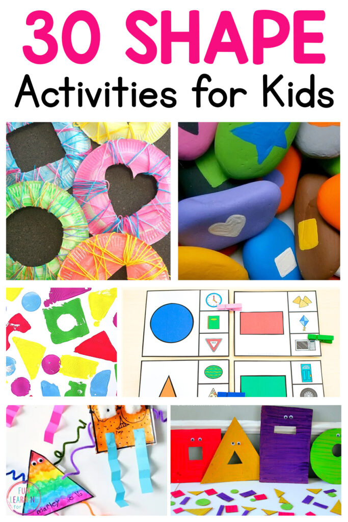 Shape activities for kids in preschool, pre-k and kindergarten. Fun ways to learn shapes.