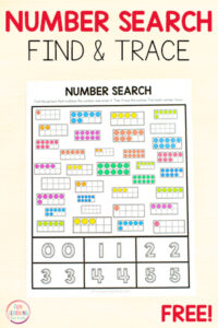 Find and trace number worksheets for kids to learn numbers and counting.