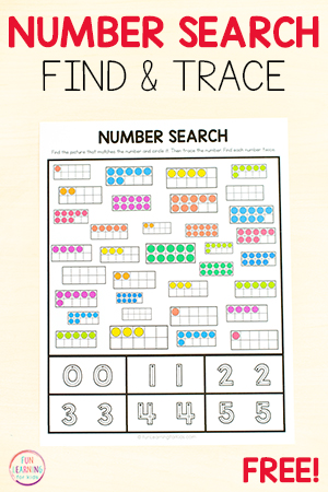 Search and Trace Number Worksheets 0-20 Free Printable