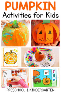 Pumpkin activities for kids in preschool, pre-k and kindergarten.