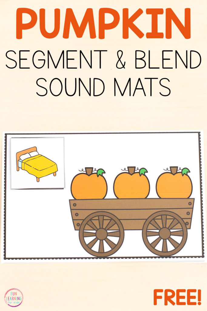 Pumpkin theme phoneme segmentation mats for learning to blend and segment sounds in words.