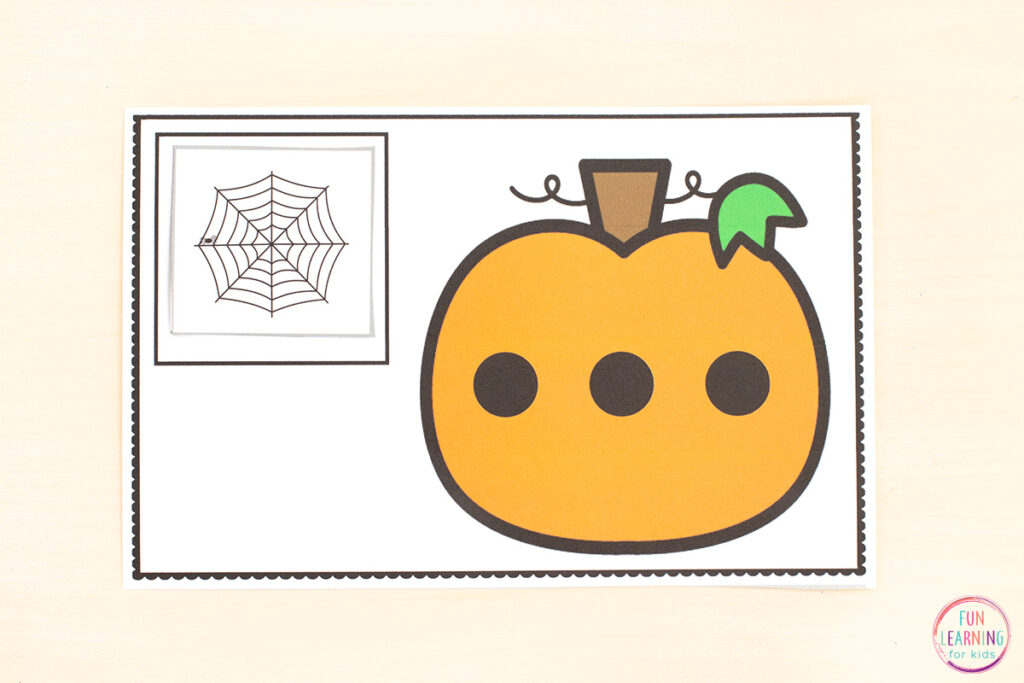 Pumpkin theme phonemic awareness activity.