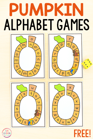 Pumpkin Alphabet Board Game Task Cards