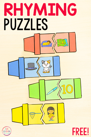 Colorful Crayon Rhyming Puzzles