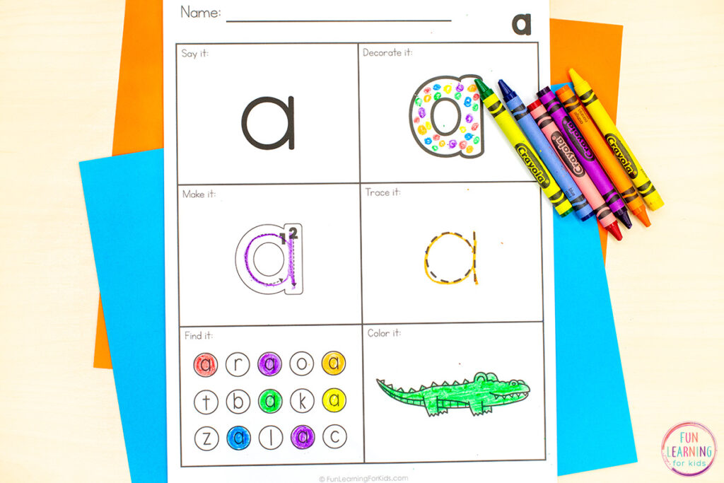 Give the kids a fun way to learn letters with these alphabet practice pages.