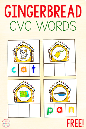 Gingerbread CVC Word Building Cards