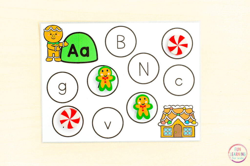 Gingerbread theme alphabet activity for your literacy centers.