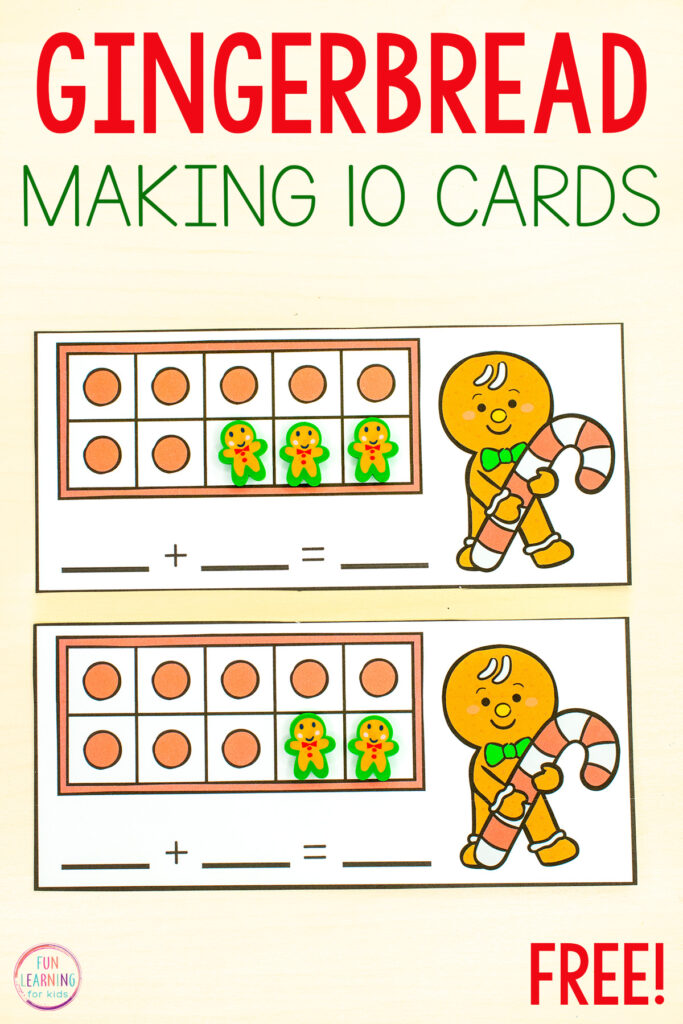 Gingerbread math activity for practice with friends of ten this holiday season.