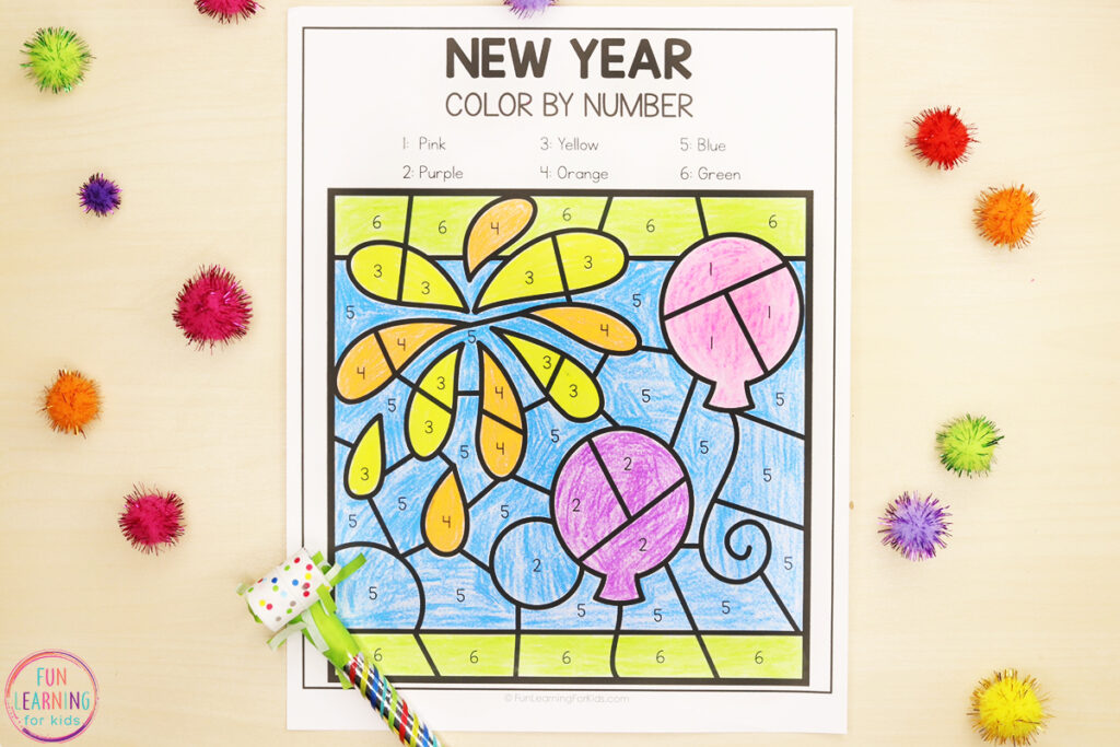 New Year Balloon Color by Number