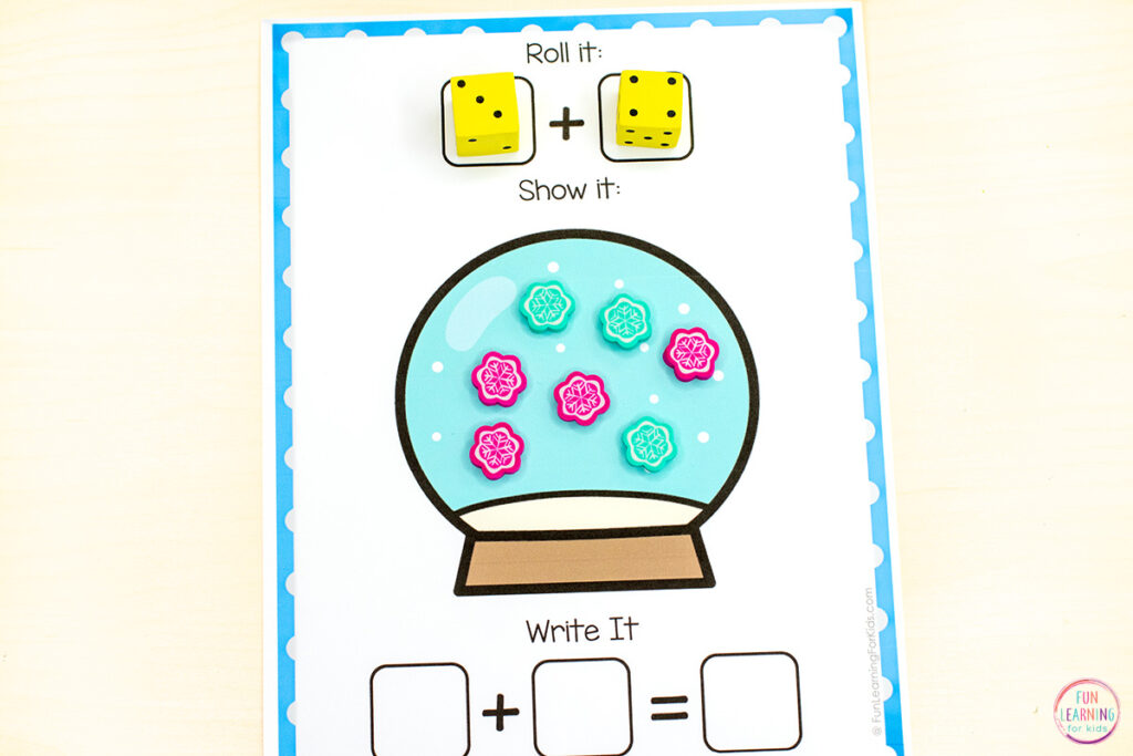 Winter math activity for kindergarten and first grade.