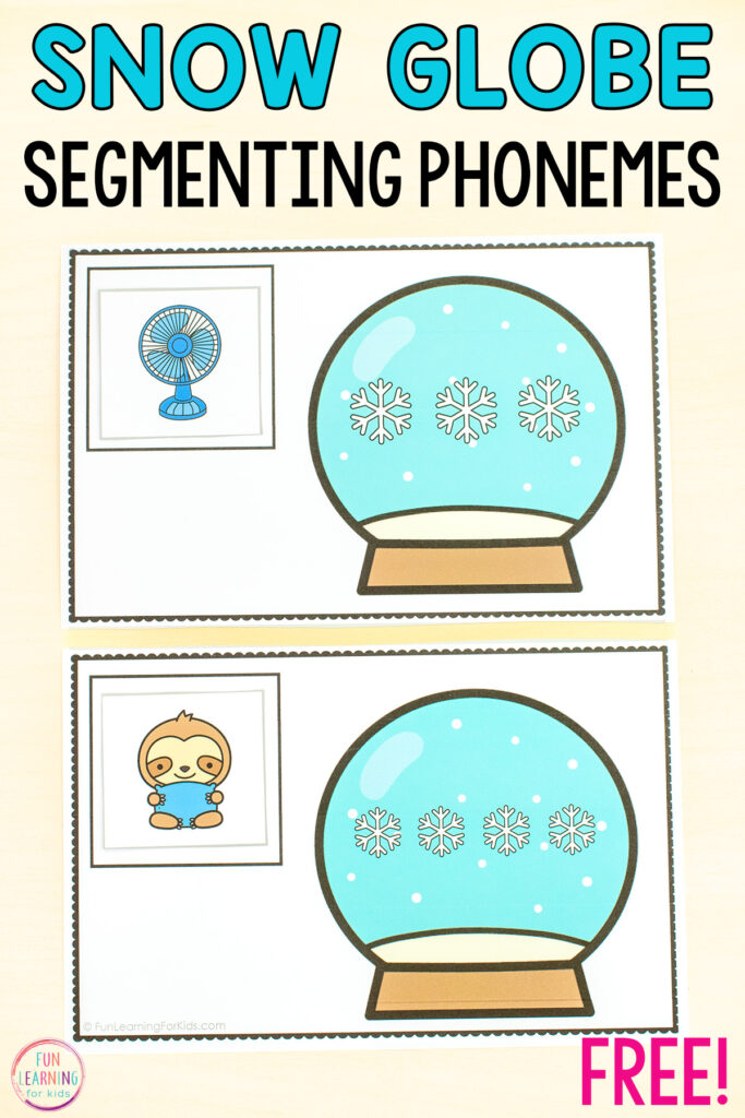 A winter phonemic awareness activity for practice with segmenting and blending phonemes.