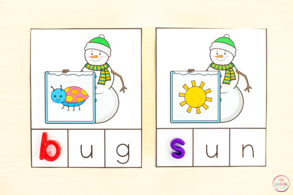 Grab these missing beginning sounds task cards for your winter literacy centers or small group instruction.