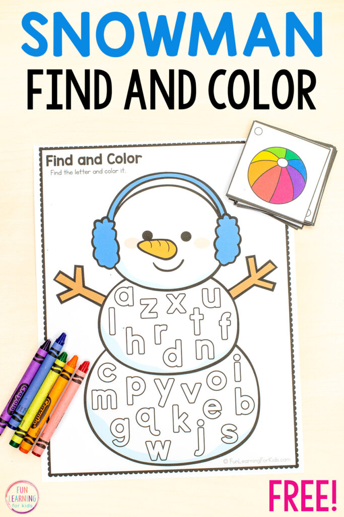 Snowman alphabet activity for learning letters and letter sounds this winter. 