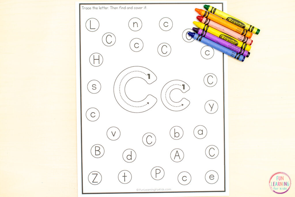 Free printable alphabet worksheets for kids to learn letters.