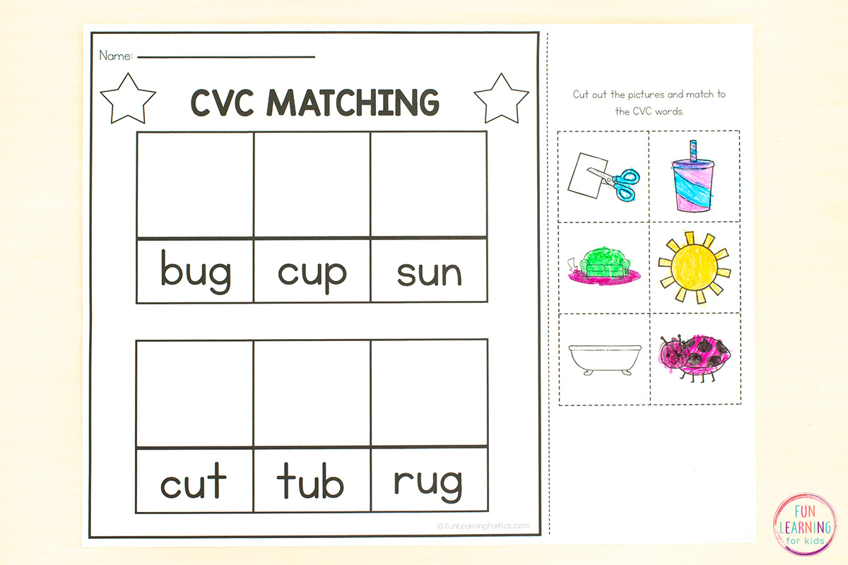 Cvc Cut And Paste Worksheets Free Word Family At Practice Printables