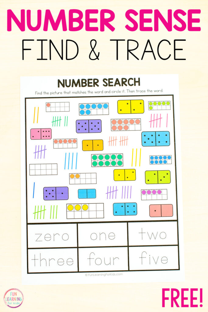 Number worksheets for practice with numbers, counting and number formation. Build number sense in a fun way!